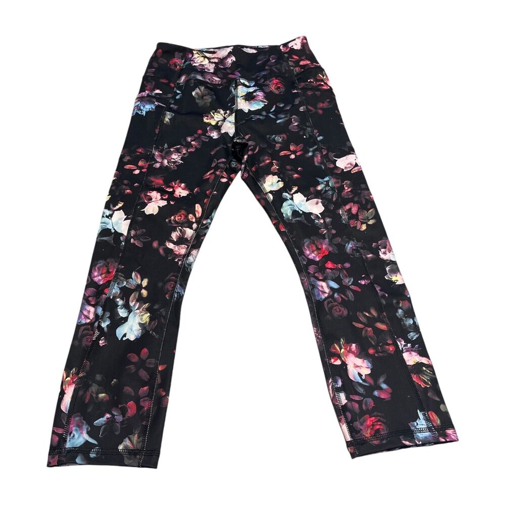 Avia Cropped Leggings Womens XS Multicolor Floral High-Waist Pull On Performance - Picture 1 of 6